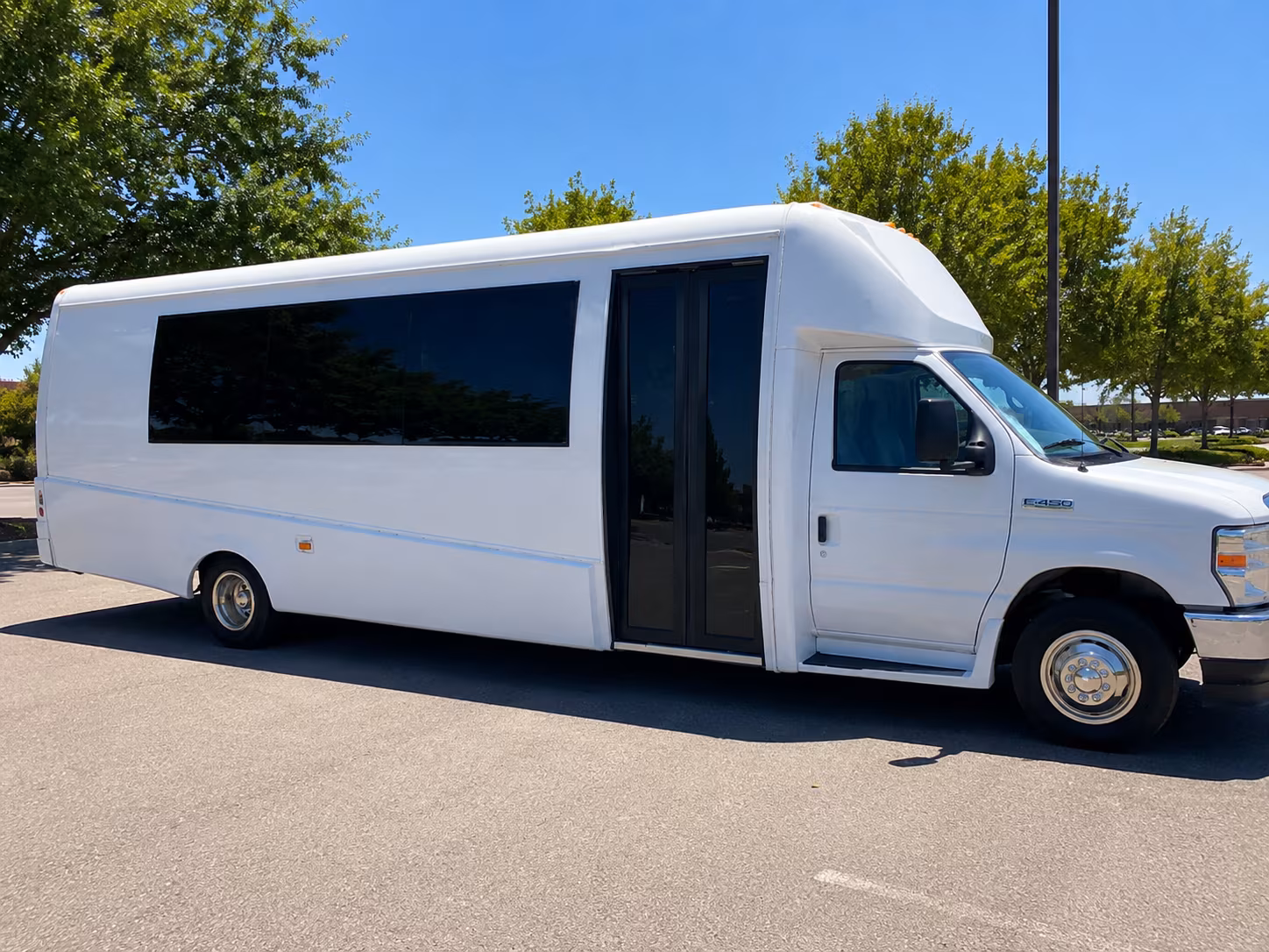 Passenger seating aboard a party bus rental serving Newark
