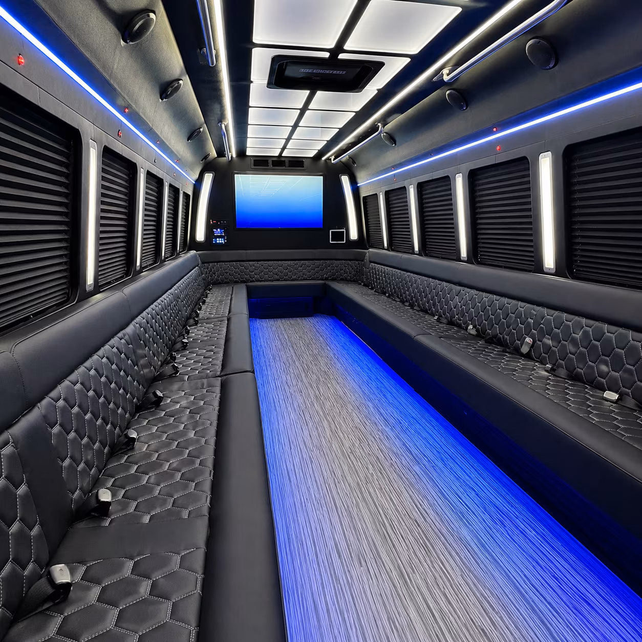 Newark Private Event Transportation party bus exterior