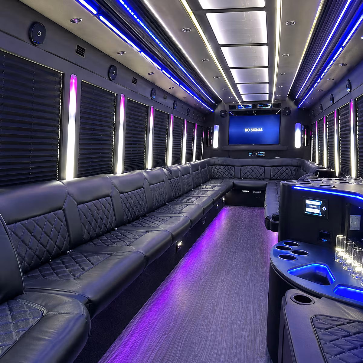 Newark Sporting Event Transportation party bus interior