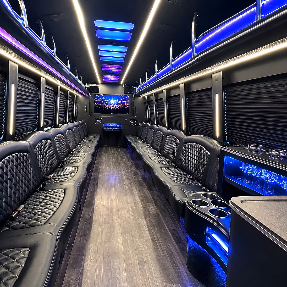 Newark Sporting Event Transportation party bus interior
