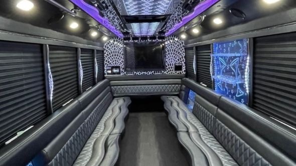 Interior of Charter Bus Company Elizabeth's 20 Passenger Party Bus in Elizabeth