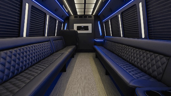 Interior of Charter Bus Company Union City's 20 Passenger Party Bus in Union City