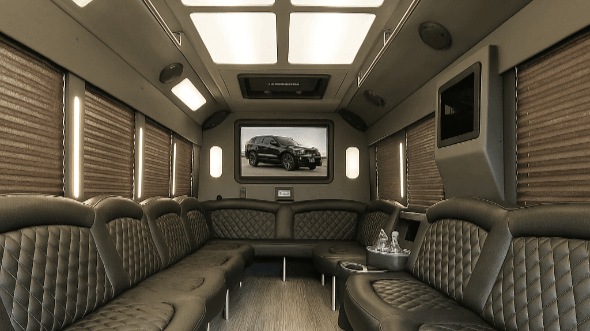 Interior of Charter Bus Company East Orange's 25 Passenger Party Bus in East Orange