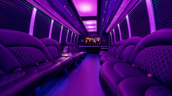 Interior of Newark Party Bus Company's 28 Passenger Party Bus in Newark