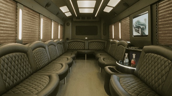 Interior of Charter Bus Company Irvington's 30 Passenger Party Bus in Irvington