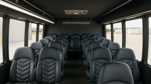 Interior of Charter Bus Company Newark's 35 Passenger Mini Bus in Newark
