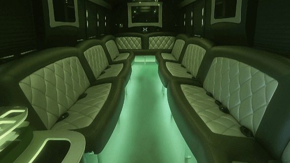 Interior of Charter Bus Company Bloomfield's 40 Passenger Party Bus in Bloomfield