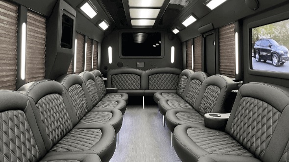 Interior of Charter Bus Company Irvington's 40 Passenger Party Bus in Irvington