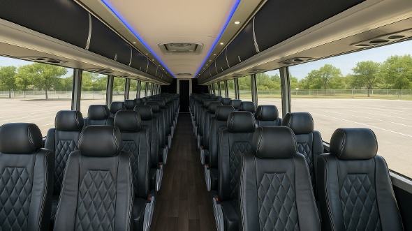 Interior of Charter Bus Company Newark's 44 Passenger Charter Bus in Newark