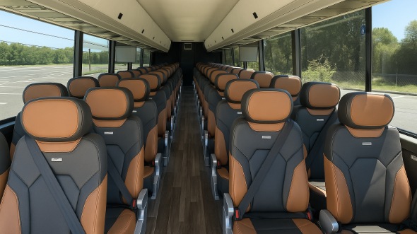 Interior of Charter Bus Company Newark's 45 Passenger Charter Bus in Newark