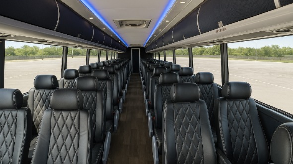 Interior of Charter Bus Company Newark's 48 Passenger Charter Bus in Newark
