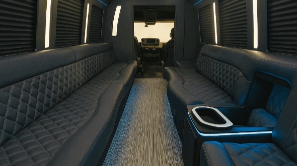 Interior of Charter Bus Company Elizabeth's 50 Passenger Party Bus in Elizabeth