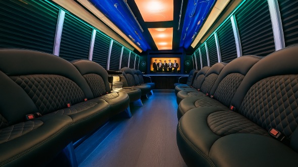 Interior of Charter Bus Company Union City's 50 Passenger Party Bus in Union City