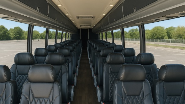 Interior of Charter Bus Company Newark's 54 Passenger Charter Bus in Newark