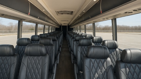 Interior of Charter Bus Company Newark's 56 Passenger Charter Bus in Newark